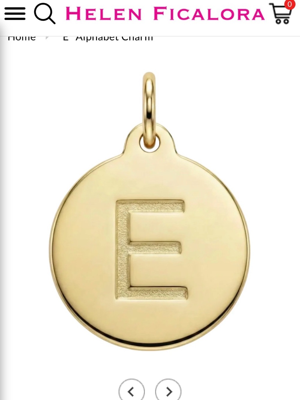 ISO Helen Ficalora Yellow Gold “E” Disk Charm